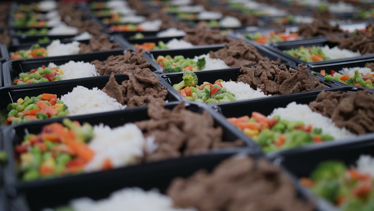 Meal prep containers with organized portions